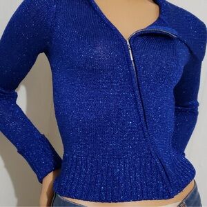 NEW INC International Concepts Metallic Blue Sweater
